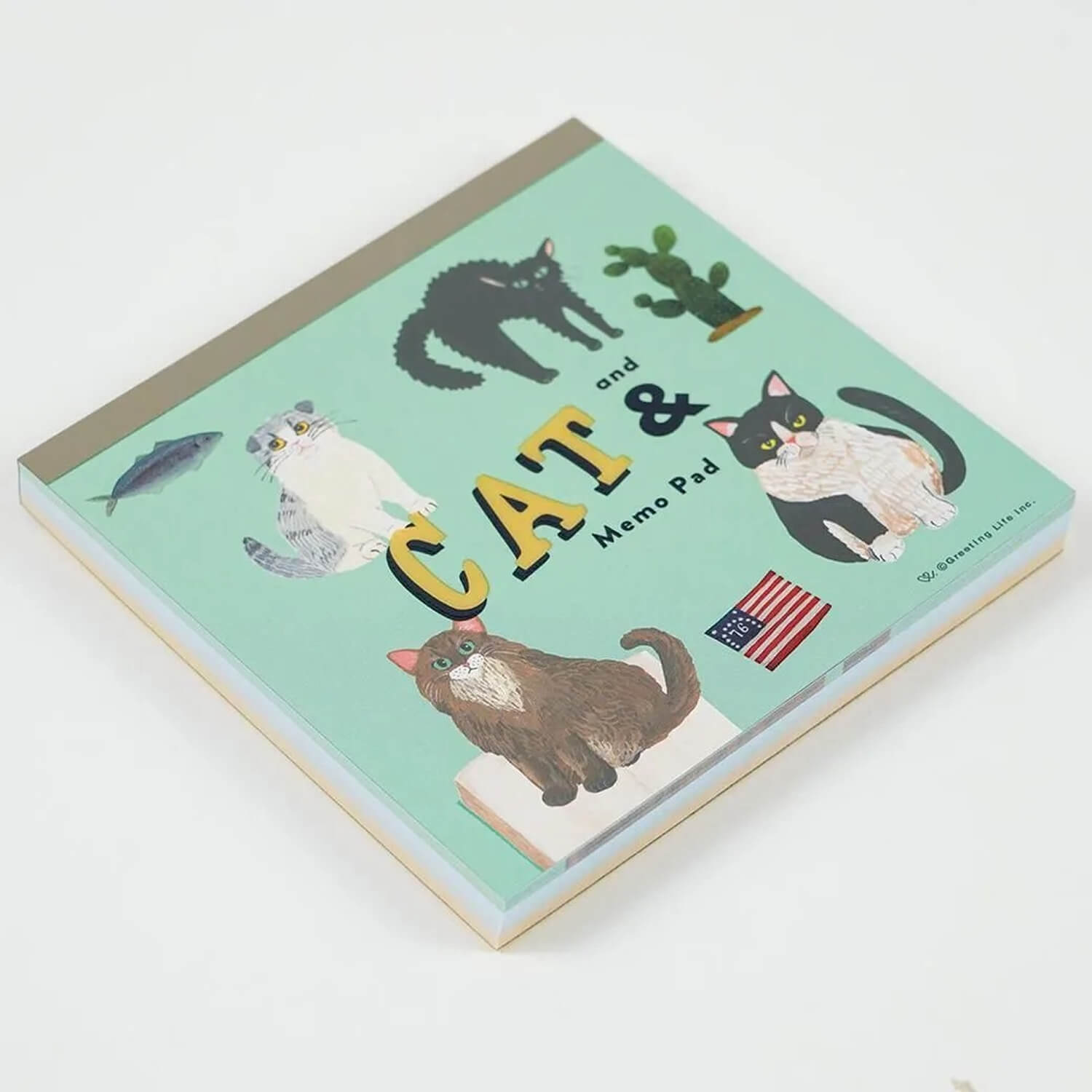 Kahoko Sodeyama Cat and Square Memo – Green