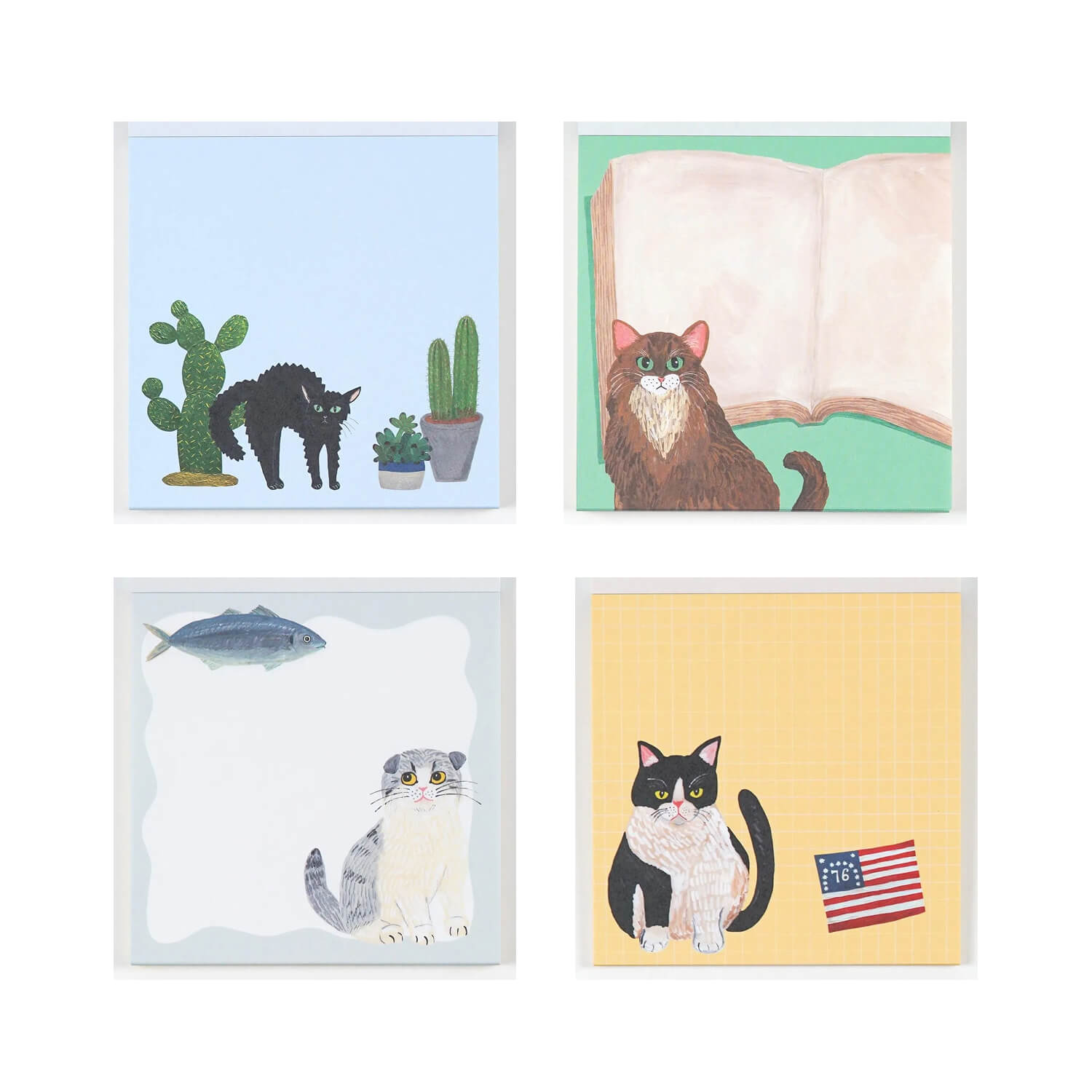 Kahoko Sodeyama Cat and Square Memo – Green