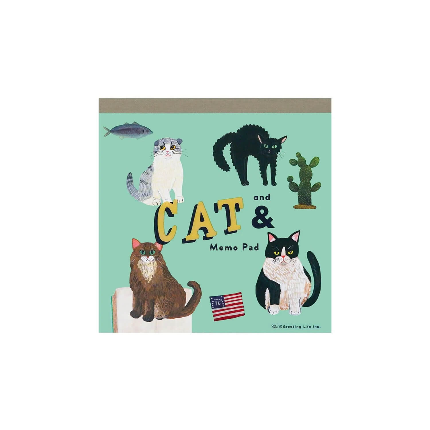 Kahoko Sodeyama Cat and Square Memo – Green