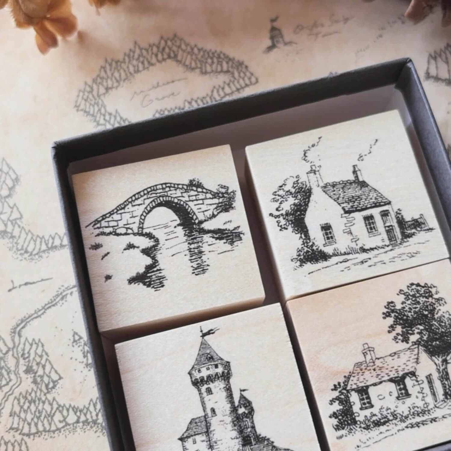 Keiko Endo Wood Mount Stamp Set – Canelé Forest Village