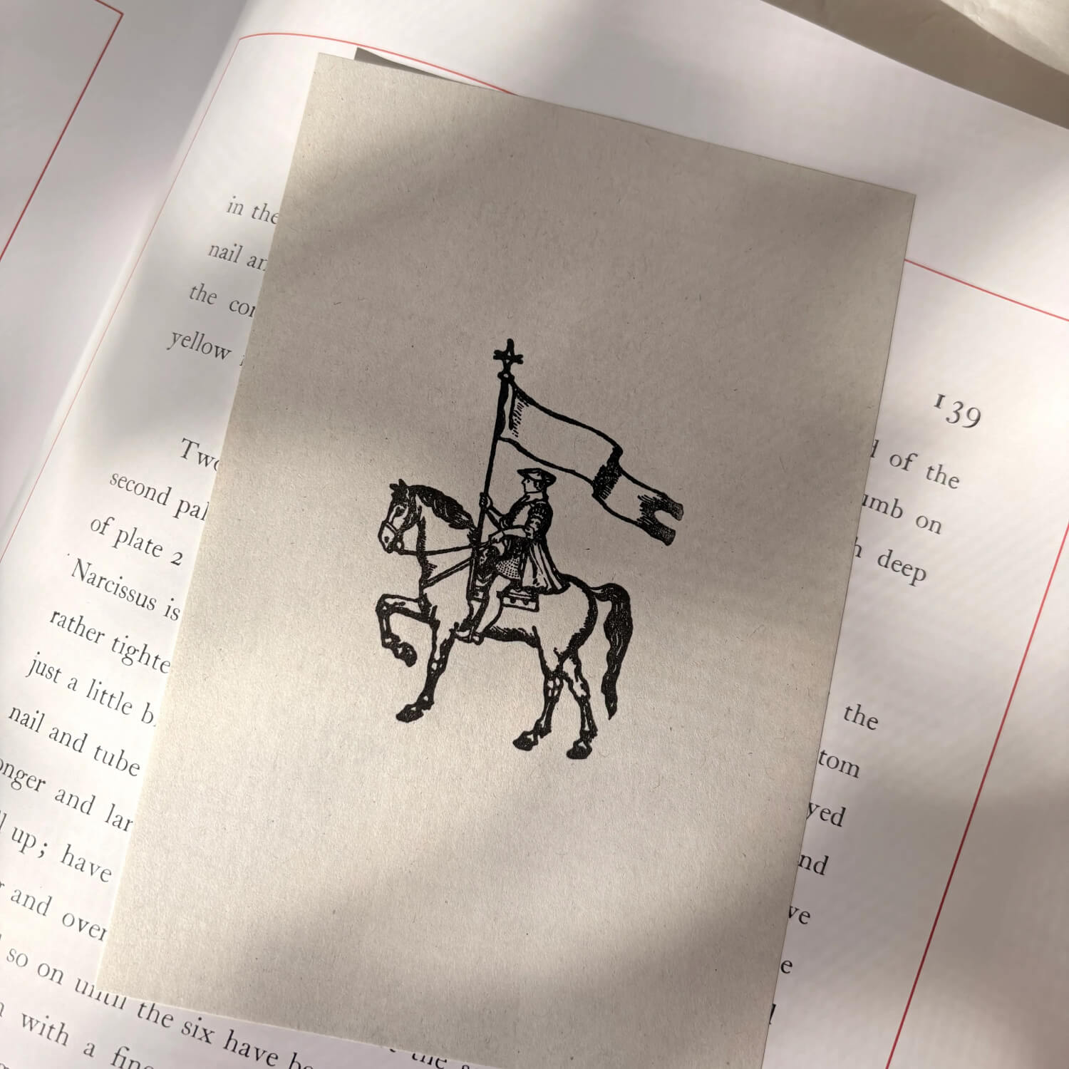 Keiko Endo Wood Mount Stamp – Flag-Bearing Knight