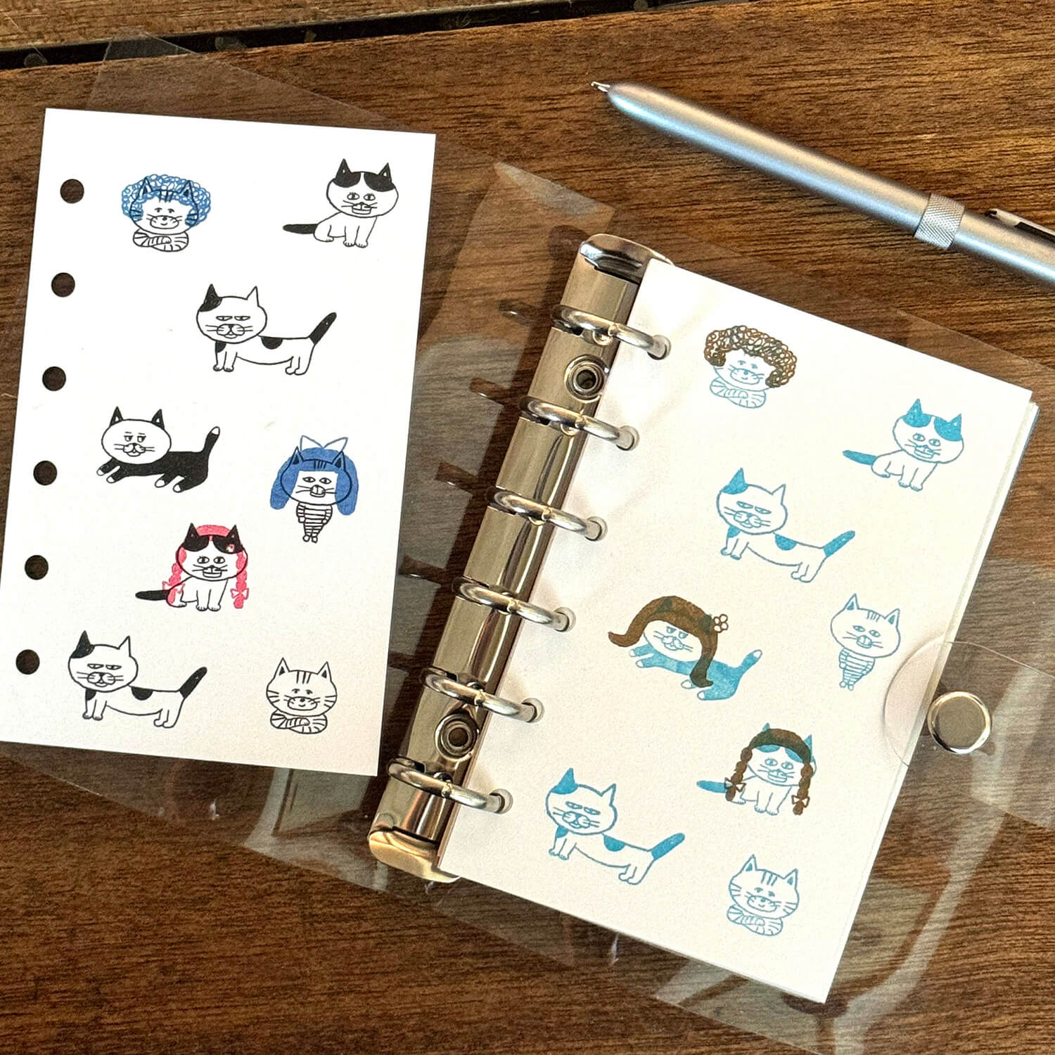 Keiko Shibata × Mizushima Jizai Boxed Stamp Set - Cats and Wigs