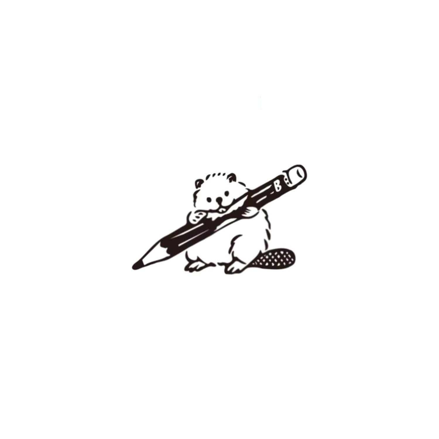 Kodomo no Kao I Love Stamp – Beaver with Pencil