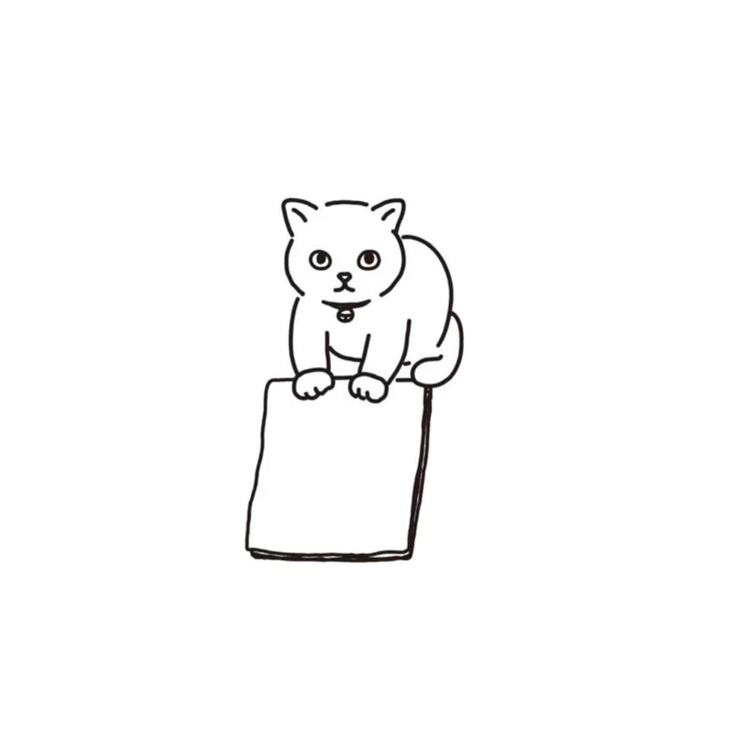 Kodomoo Kao I Love Stamp – Cat Offering a Memo