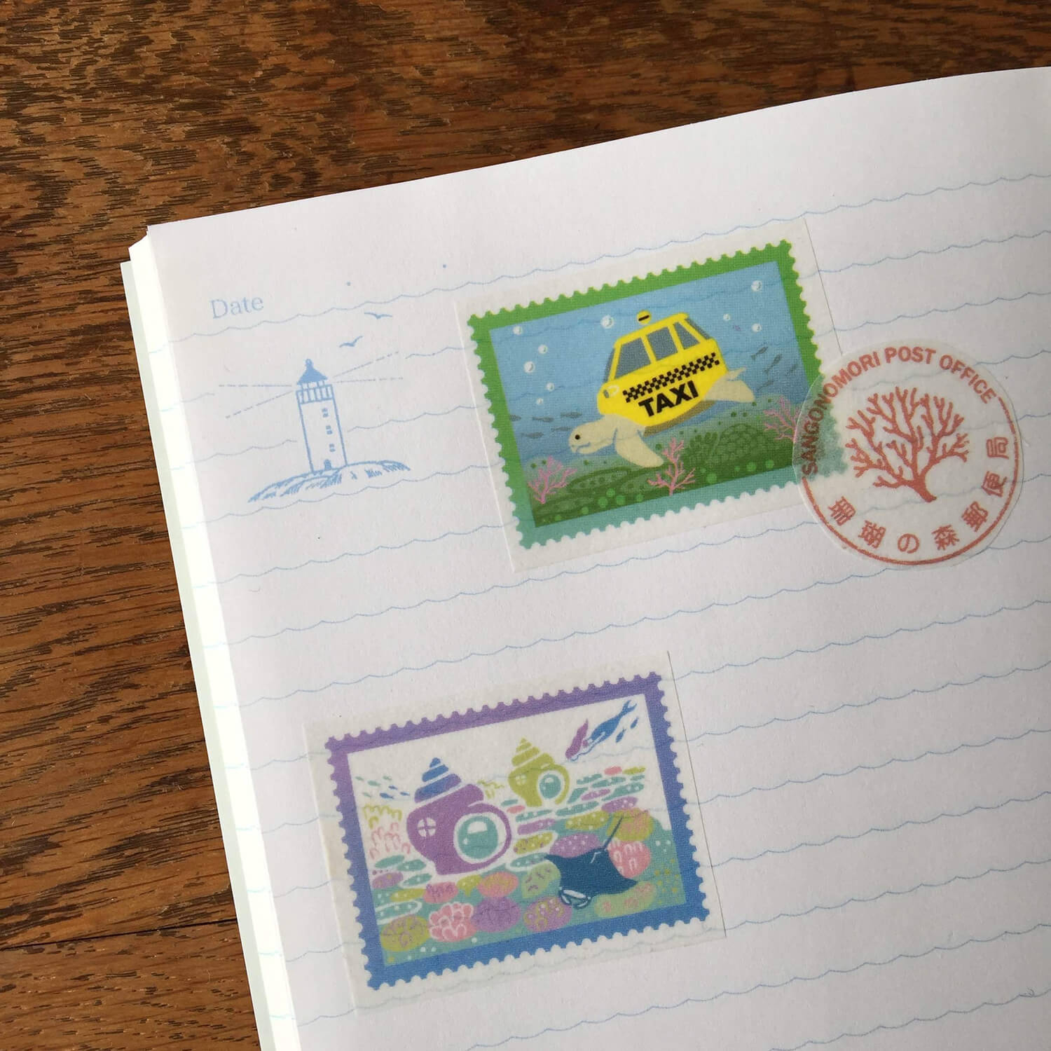Kyupodo Coral Forest Post Office Masking Tape – Coral Reef Stamps