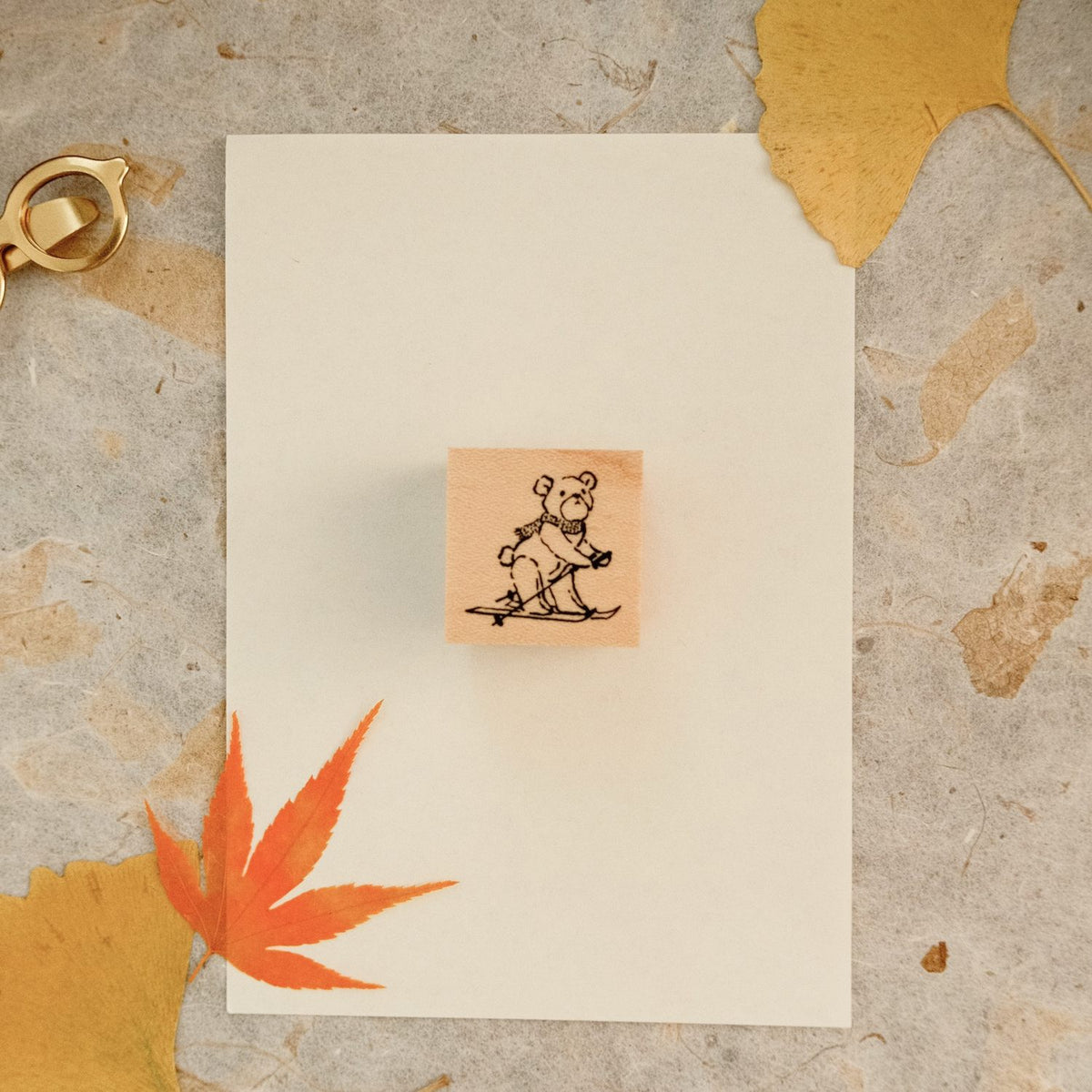 MA7 Stamp Stamp - Skiing Chibi Bear (Facing Right)