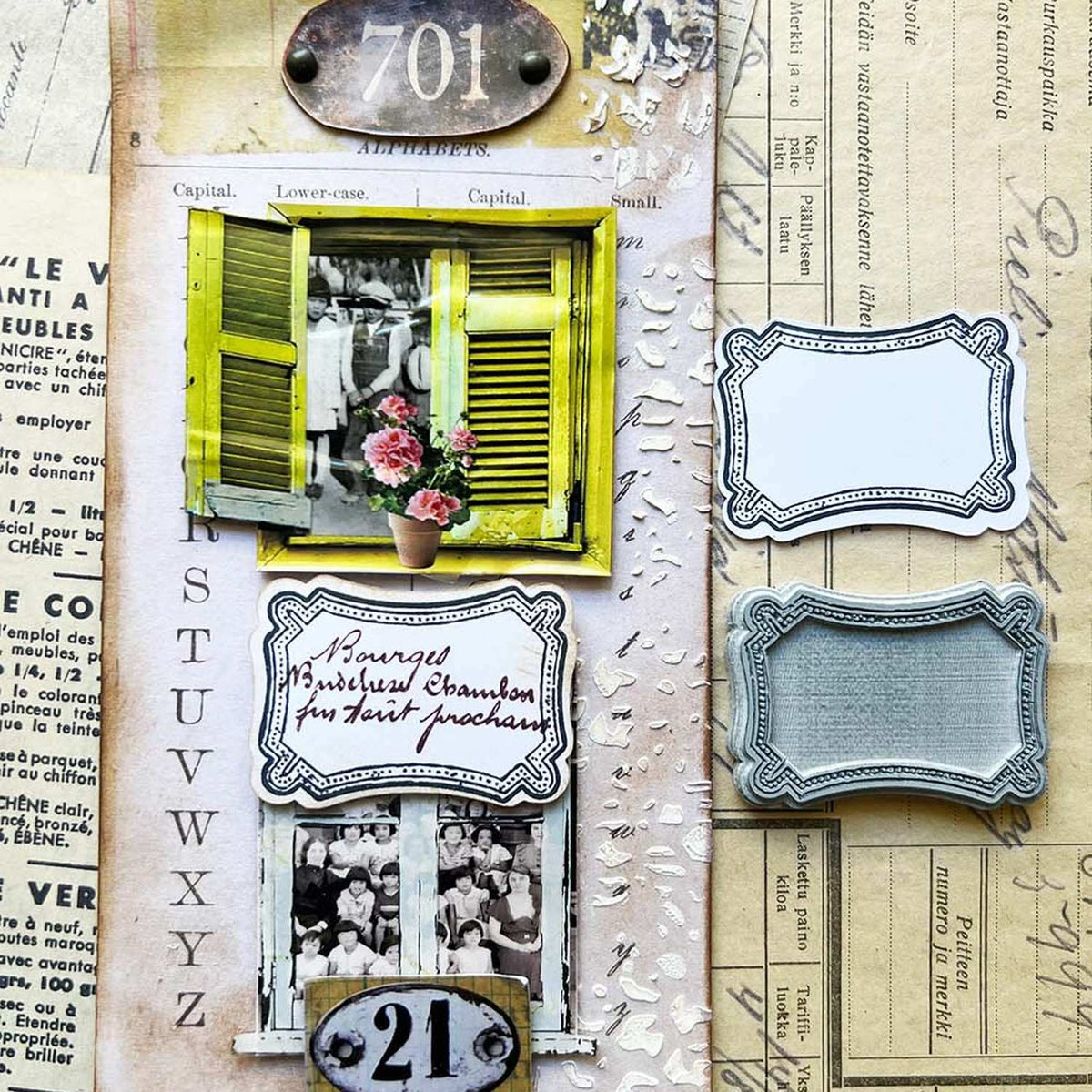 MIC MOC Rubber Stamp – Vintage Blanc Frame