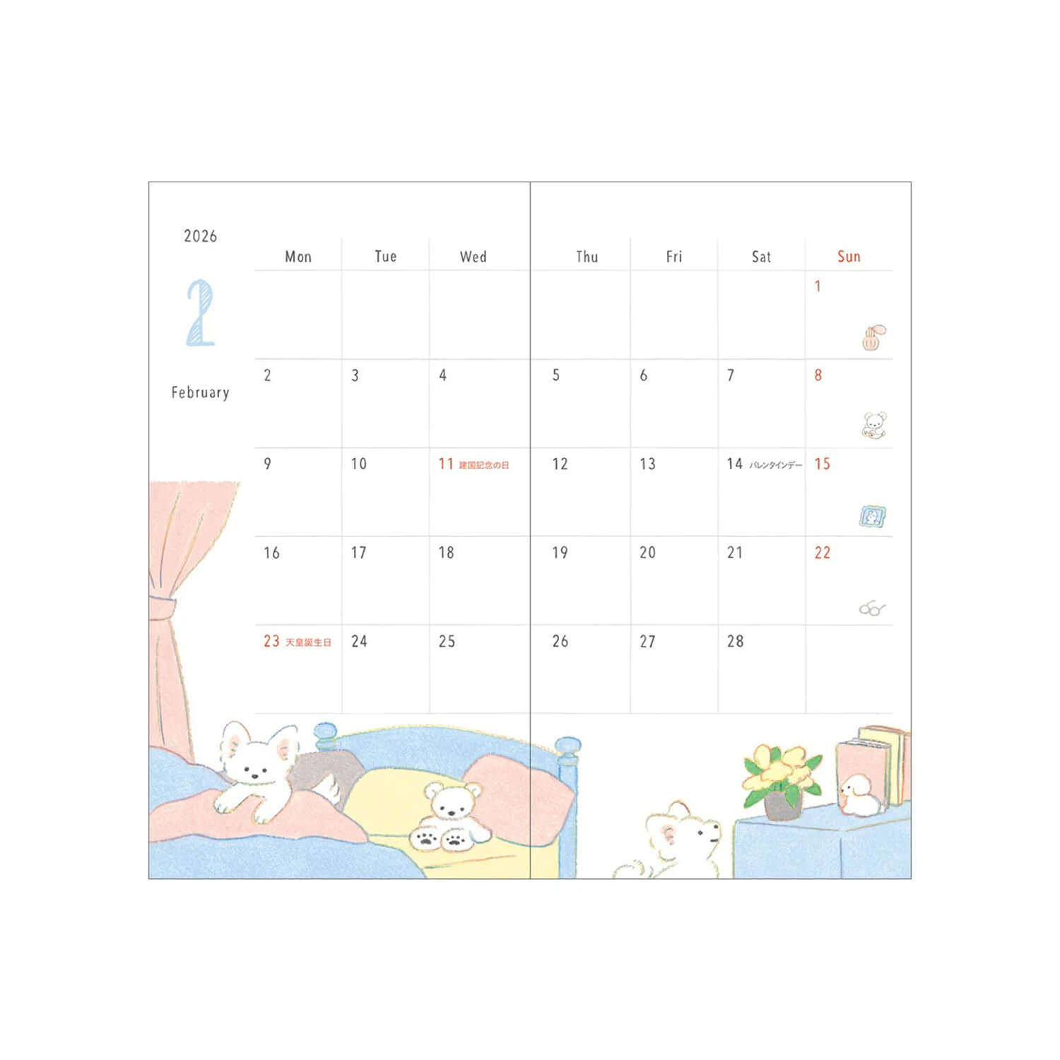 Midori 2026 Pocket Diary B6 Slim - Dogs