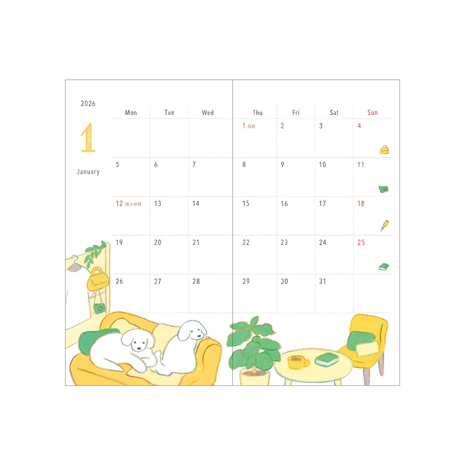 Midori 2026 Pocket Diary B6 Slim - Dogs