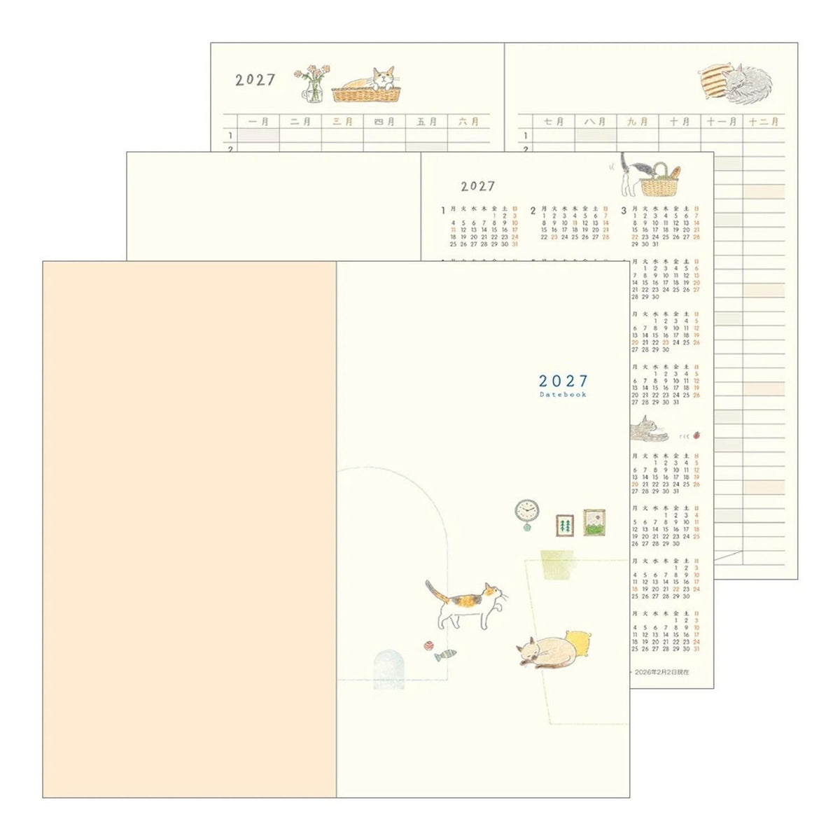 Midori 2027 B6 Slim Monthly Pocket Diary - Cats