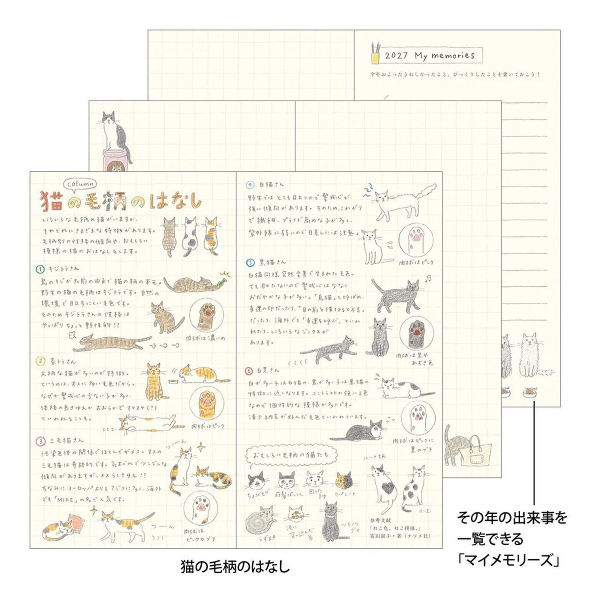 Midori 2027 B6 Slim Monthly Pocket Diary - Cats
