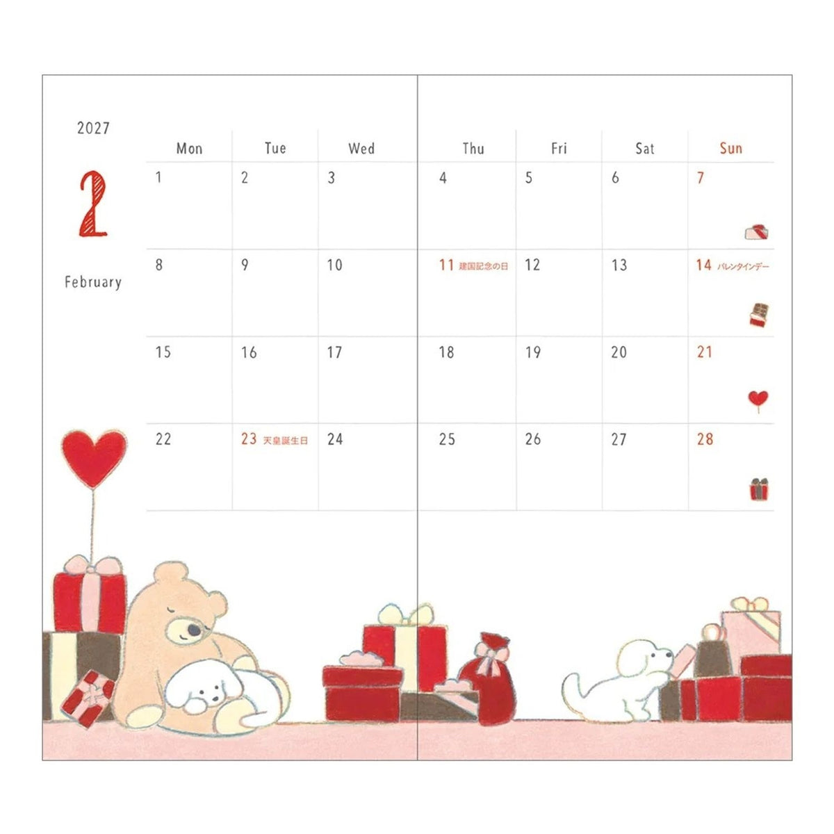 Midori 2027 B6 Slim Monthly Pocket Diary - Dogs