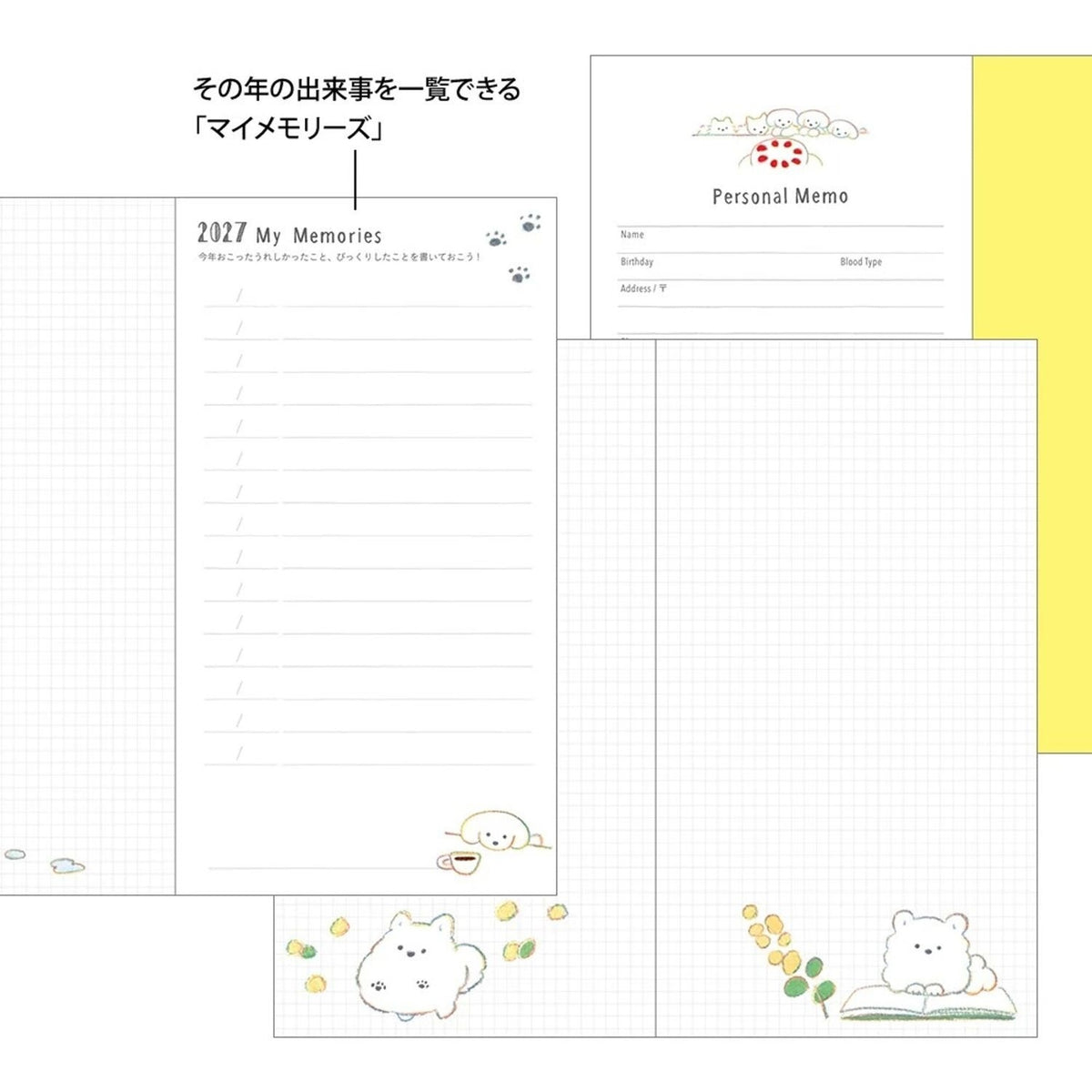 Midori 2027 B6 Slim Monthly Pocket Diary - Dogs