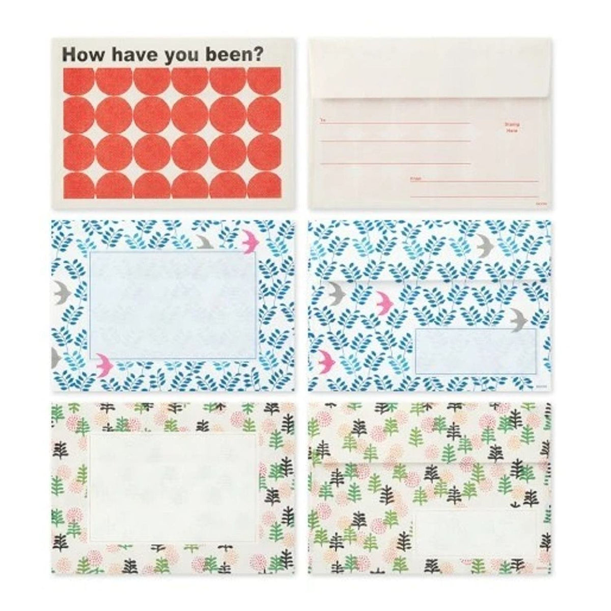 Midori Letter Set - Assorted Envelopes, Red
