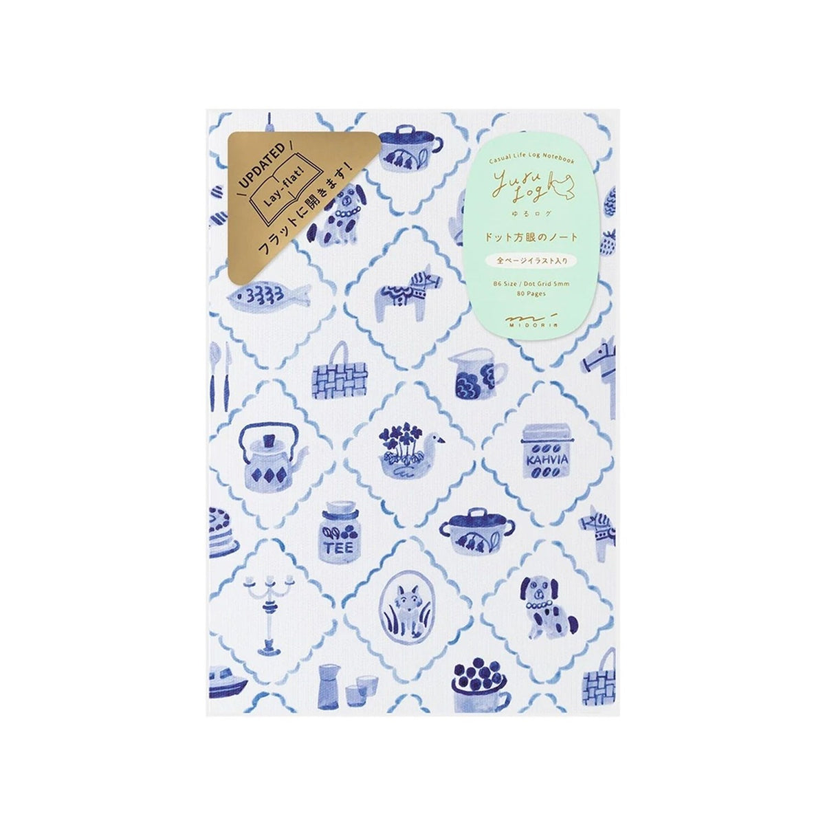Midori Yuru Log B6 Dot Grid Notebook - Blue Nordic