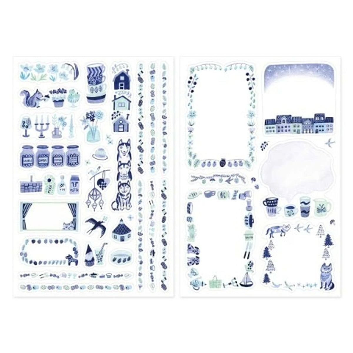 Midori Yuru Log Writable Stickers - Blue Nordic