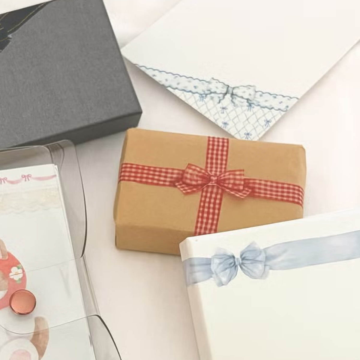 Mind Wave Ribbon Die-Cut Masking Tape – Checked Red