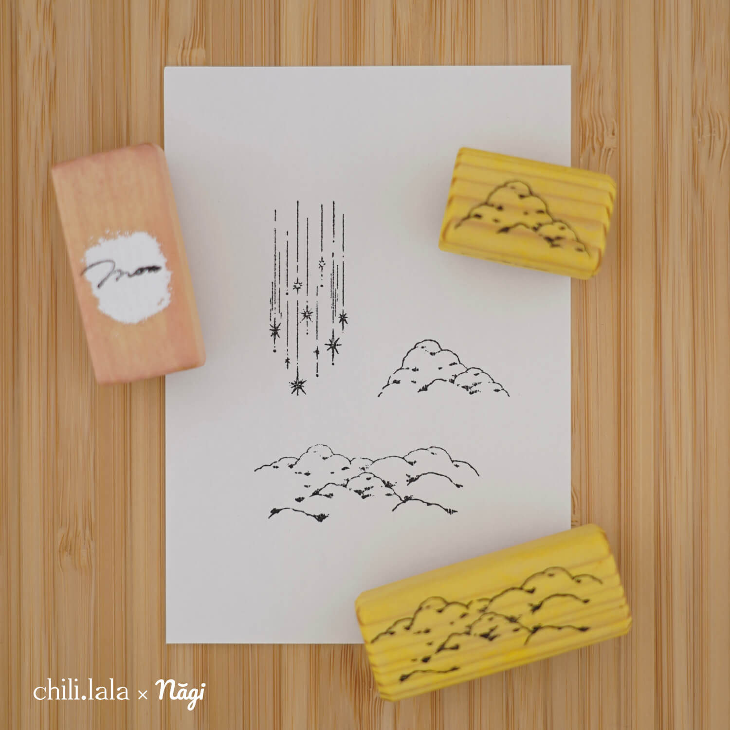 Monpoche Wood Stamp Set – On a Cloud