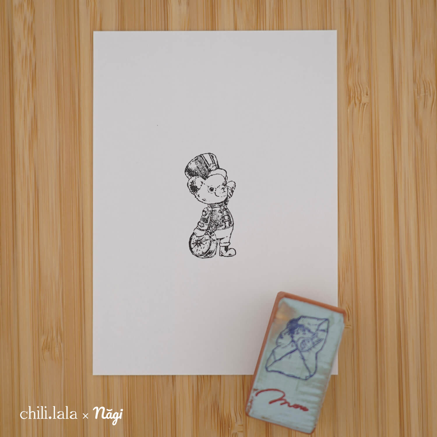 Monpoche Wood Stamp – Bear Cub Postman
