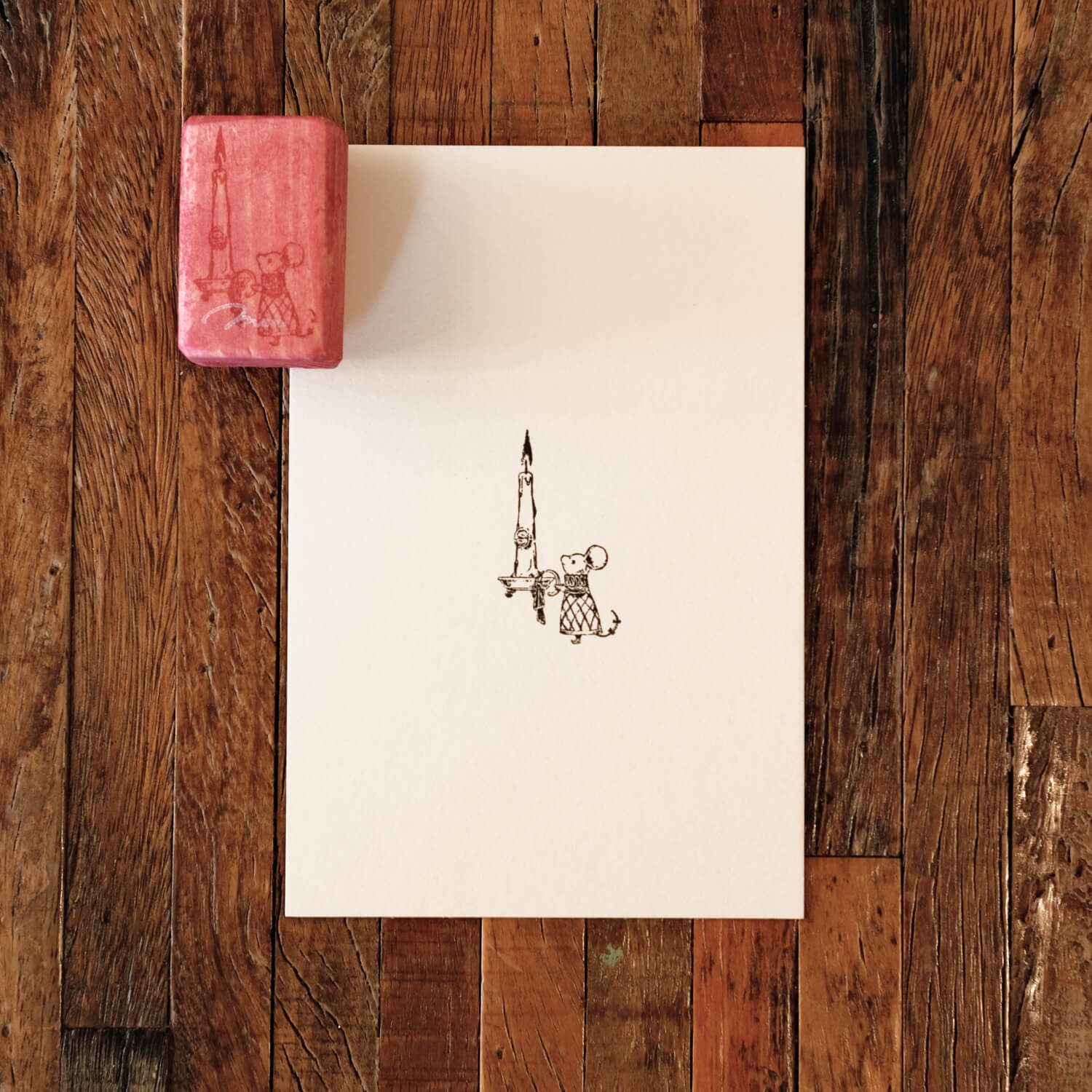 Monpoche Wood Stamp – Candle Mouse