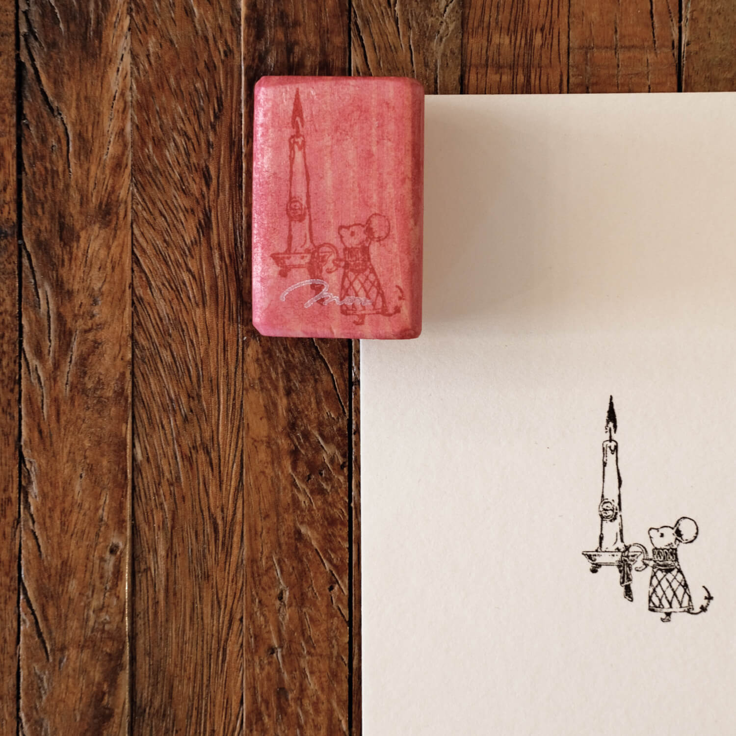 Monpoche Wood Stamp – Candle Mouse