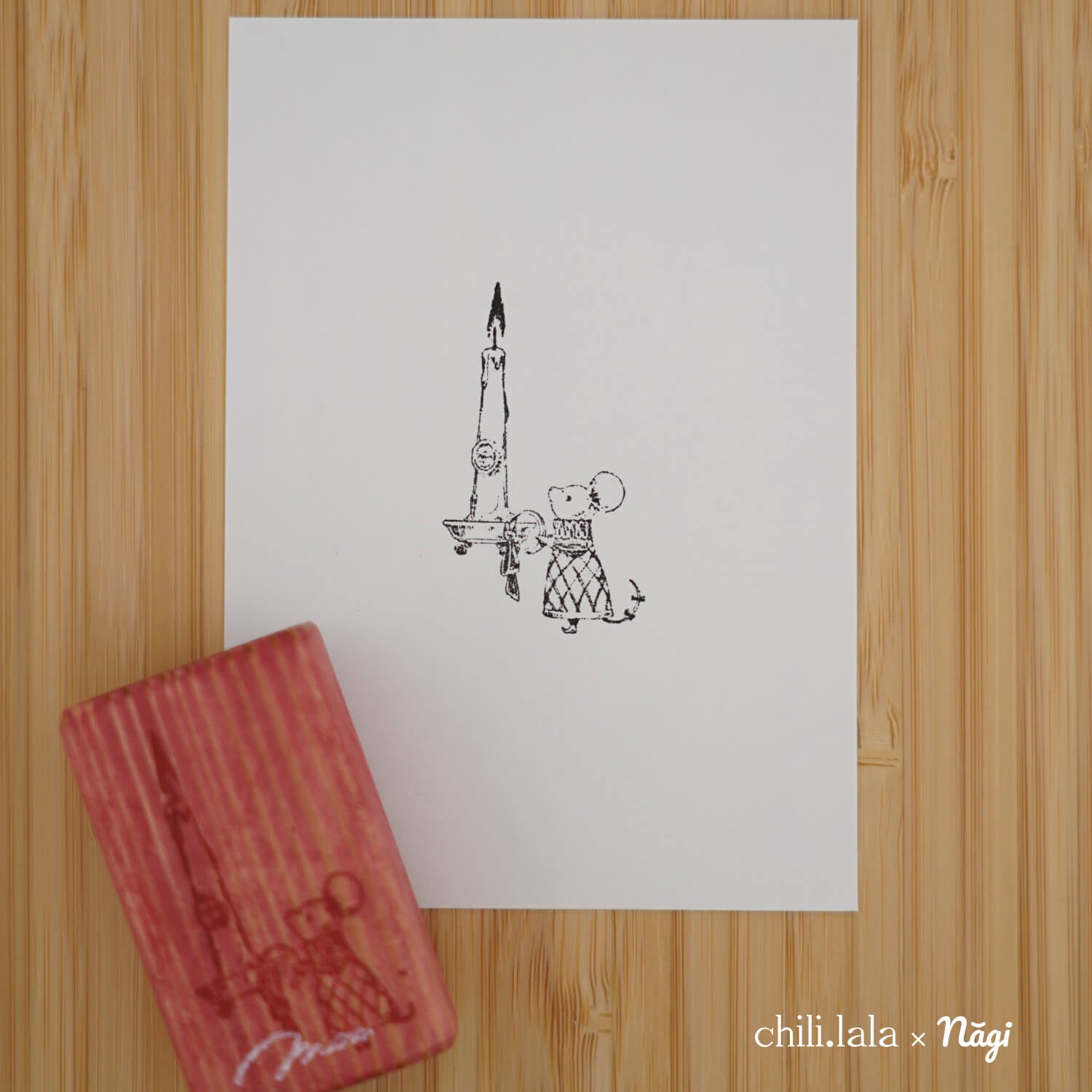 Monpoche Wood Stamp – Candle Mouse