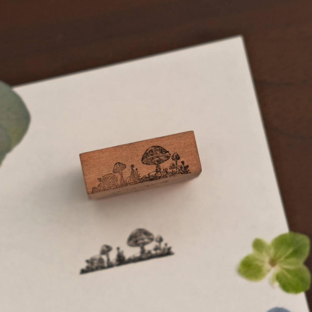 Monpoche Wood Stamp – Mushroom Colony (Under Growth)