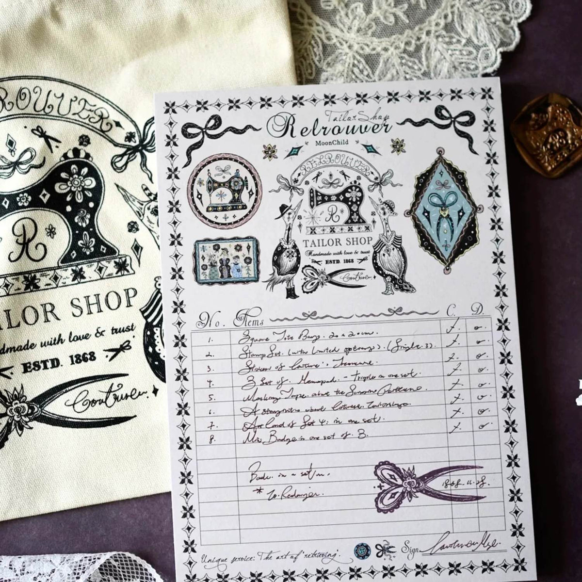Moon Child Tailor Shop Notepad - Couture's Notebook
