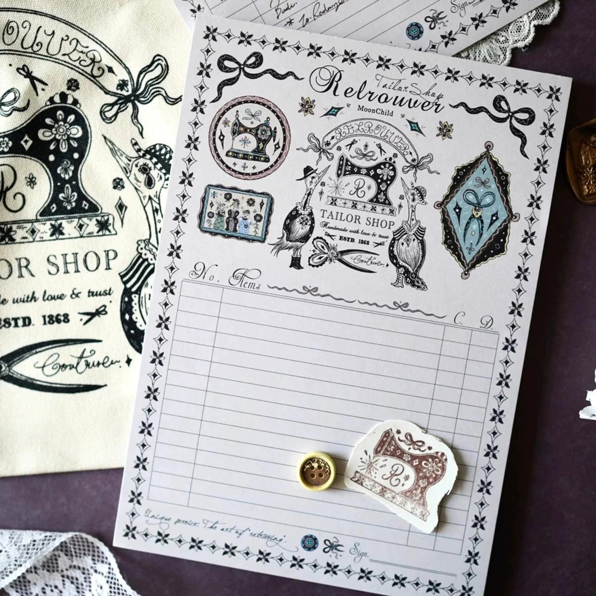 Moon Child Tailor Shop Notepad - Couture's Notebook