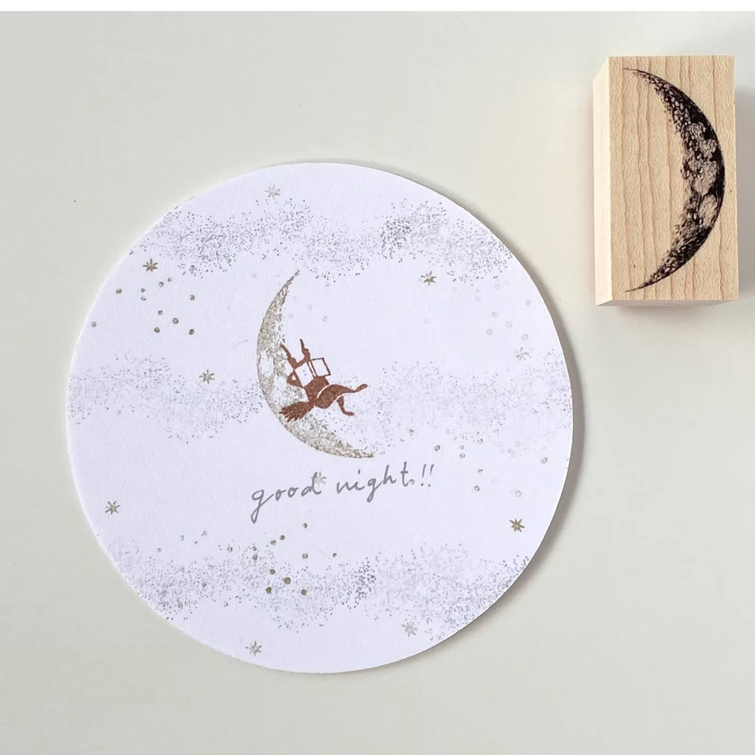 Mori Ringo Rubber Stamp – Crescent Moon