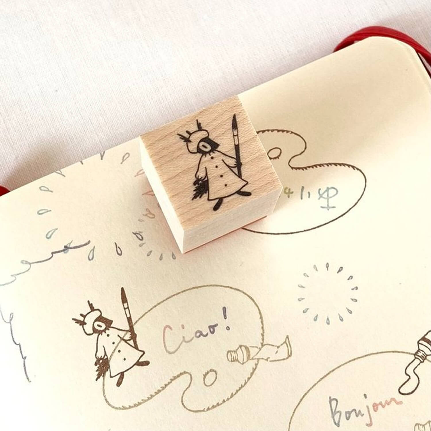 Mori Ringo Rubber Stamp – Painter Squirrel