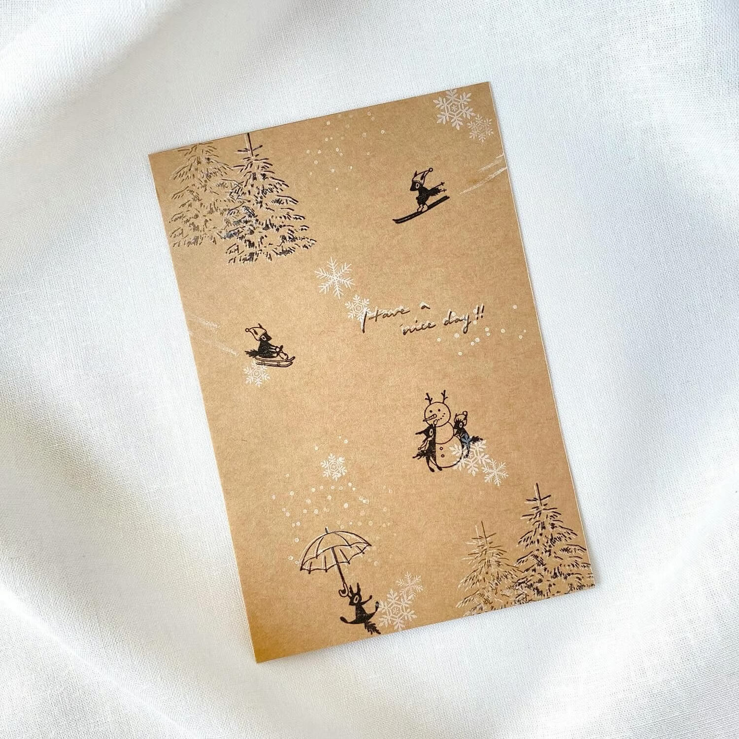 Mori Ringo Rubber Stamp – Skiing Squirrel