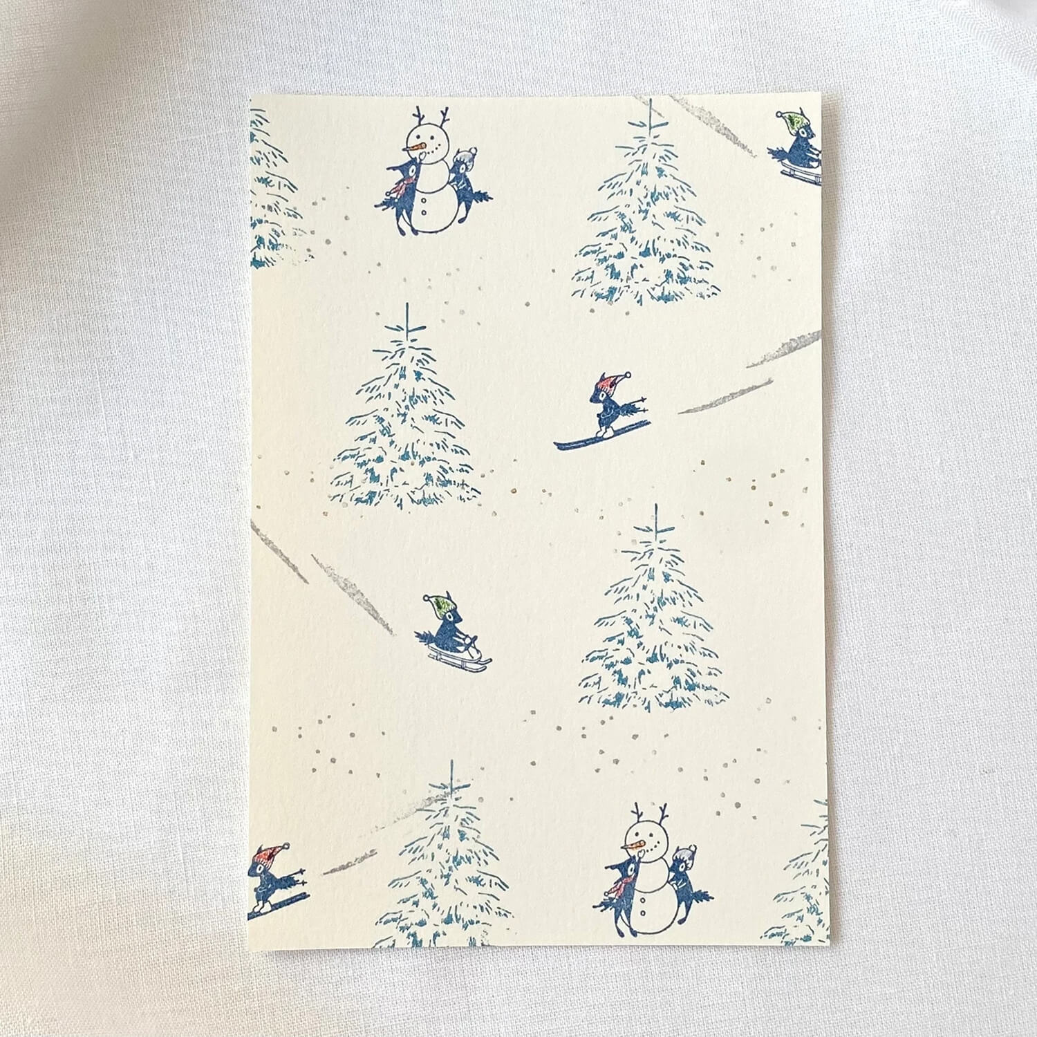 Mori Ringo Rubber Stamp – Skiing Squirrel