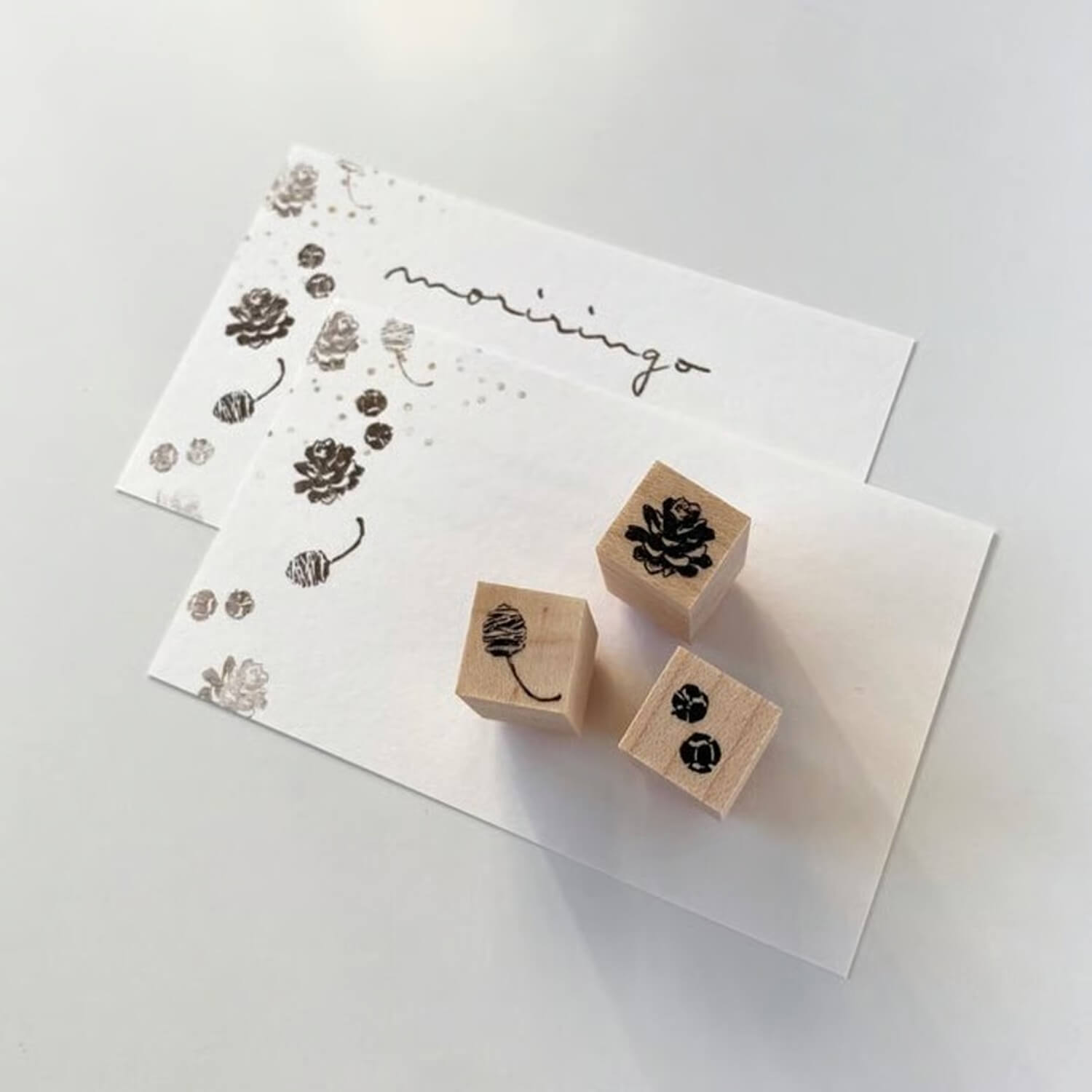 Mori Ringo Rubber Stamp – Small Pinecone &amp; Fir Cone Set
