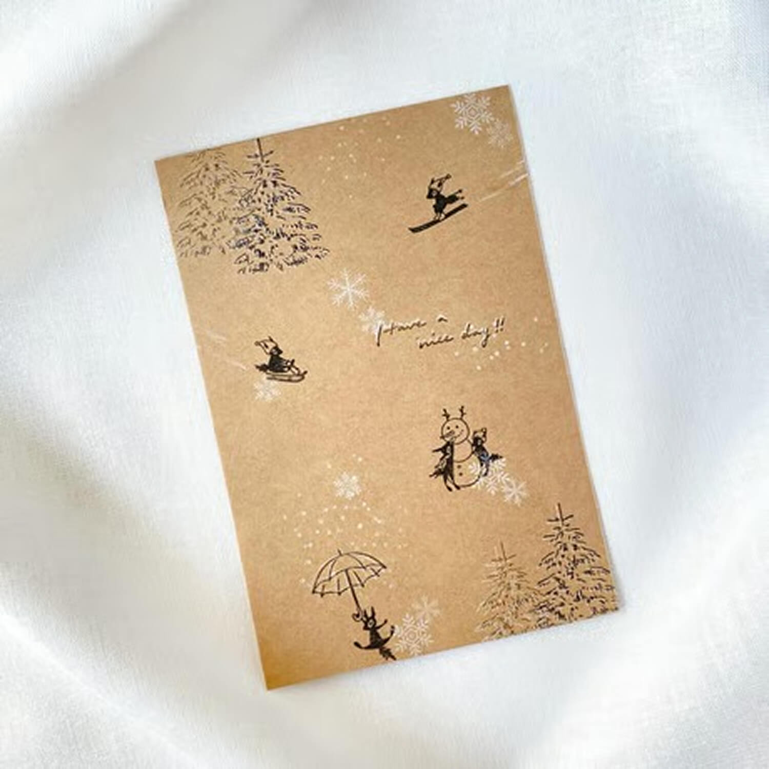 Mori Ringo Rubber Stamp – Snowman and Squirrel