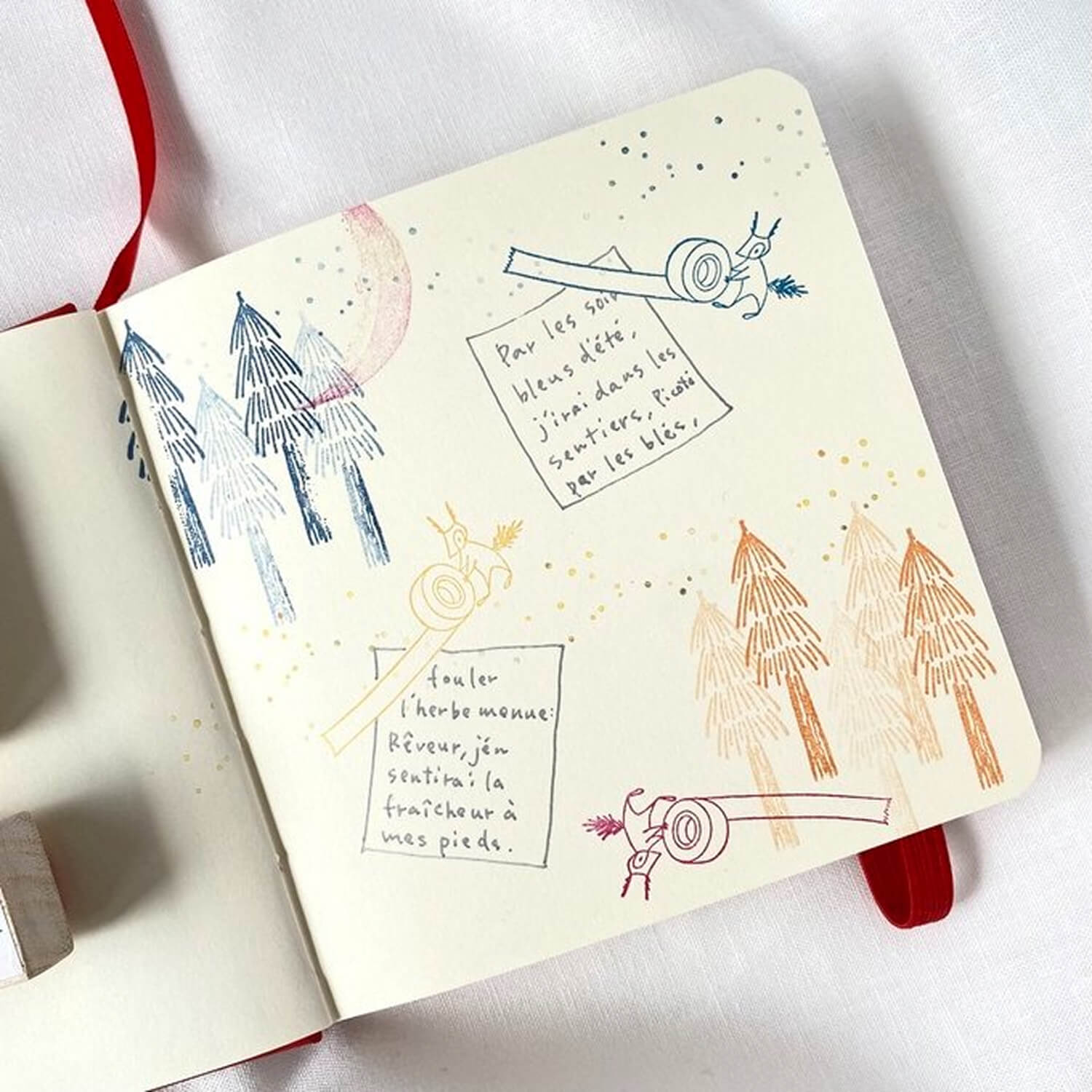 Mori Ringo Rubber Stamp – Squirrel Applying Masking Tape