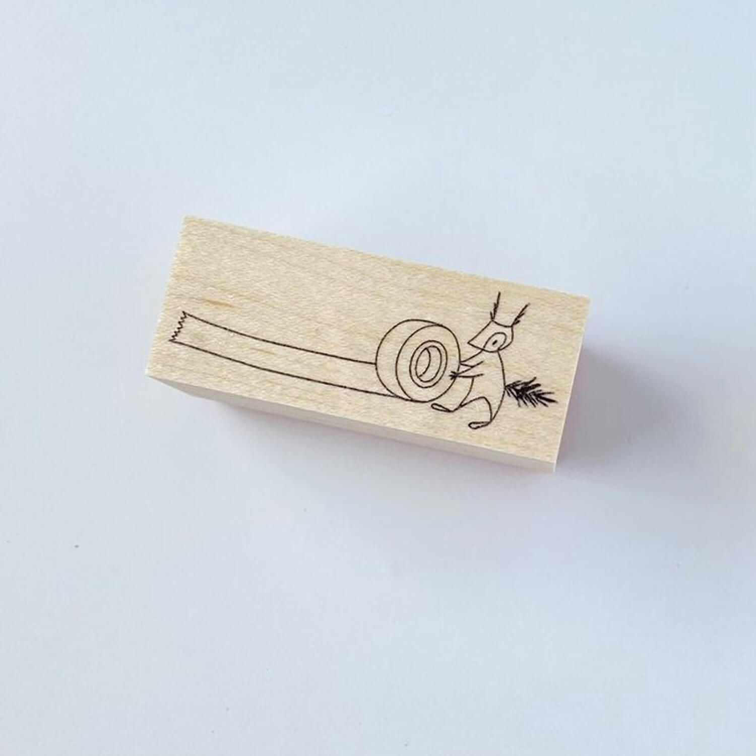 Mori Ringo Rubber Stamp – Squirrel Applying Masking Tape