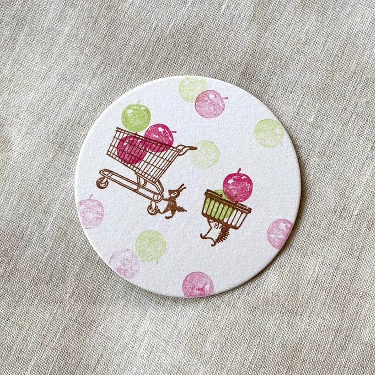 Mori Ringo Rubber Stamp – Squirrel Pushing Shopping Cart