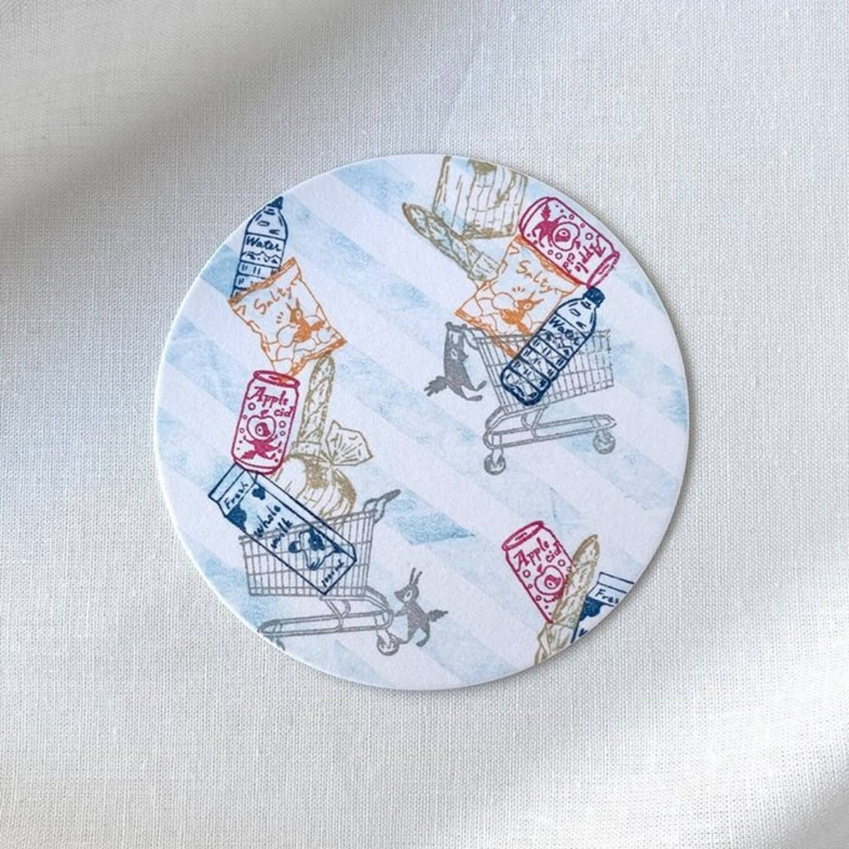 Mori Ringo Rubber Stamp – Squirrel Pushing Shopping Cart