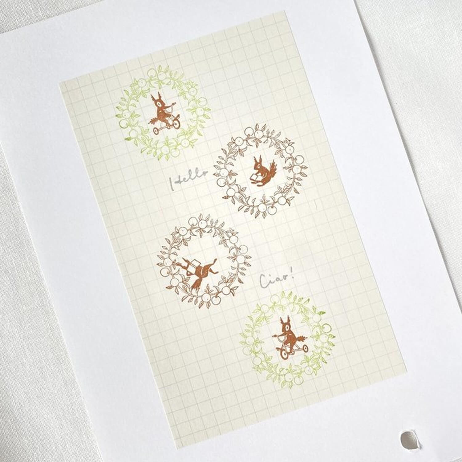 Mori Ringo Rubber Stamp – Tricycle Squirrel Right