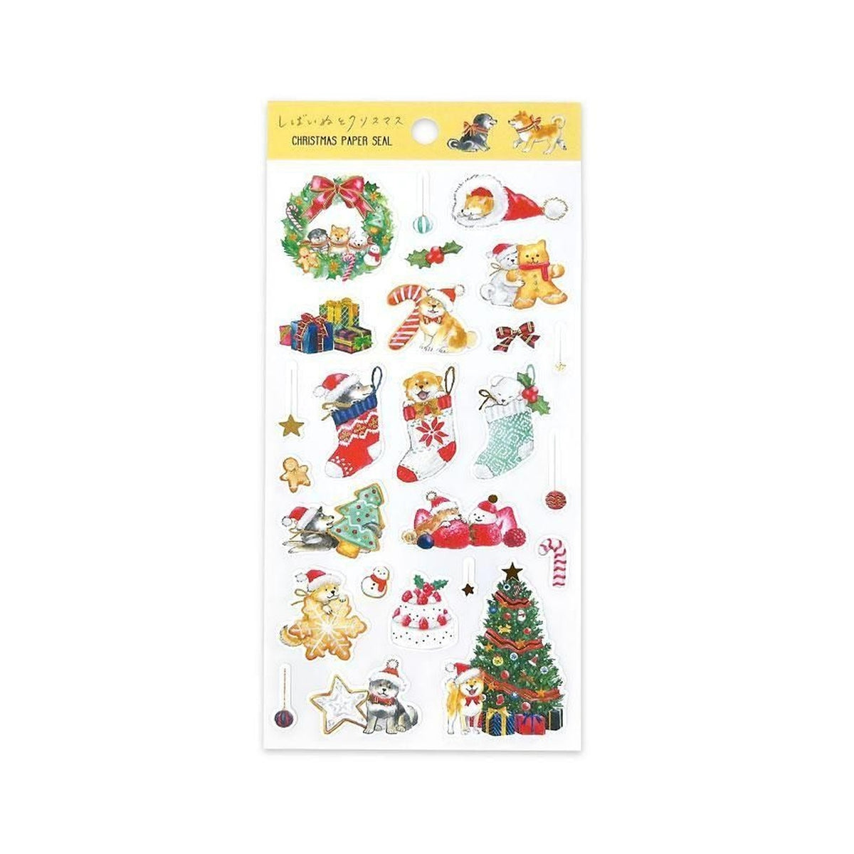 Murata Natsuka Christmas Cotton Sticker Sheet – Shiba Inu and Christmas