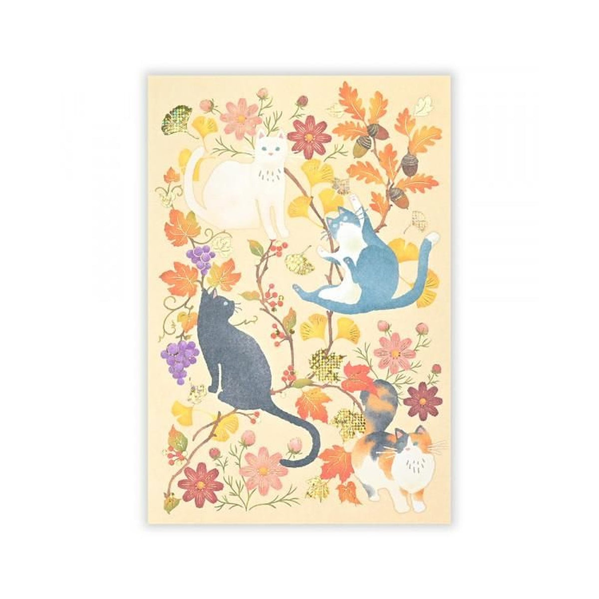 NB Foil Postcard – Harvest Cats