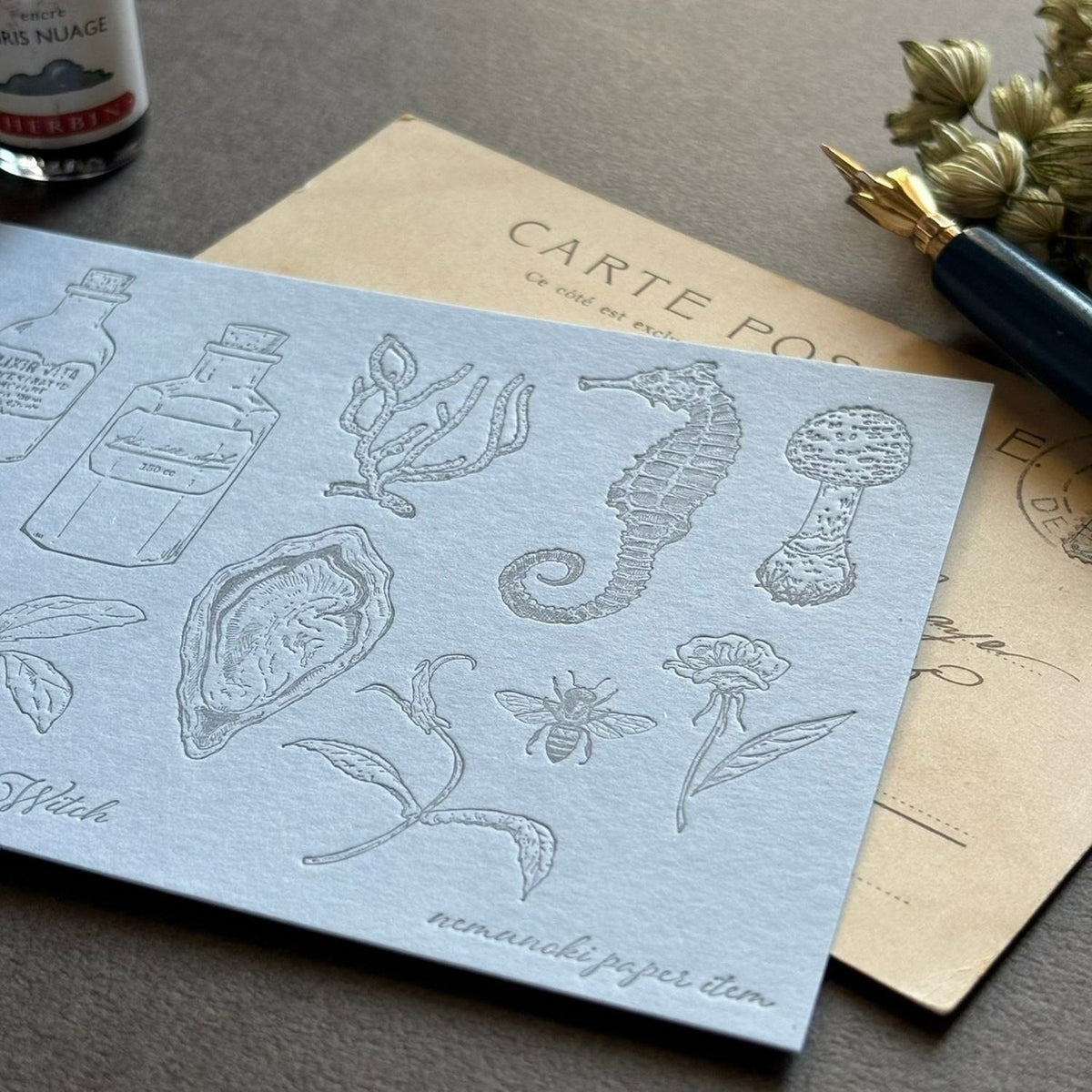 Nemunoki Letterpress Card – The Sea Witch and the Garden Witch