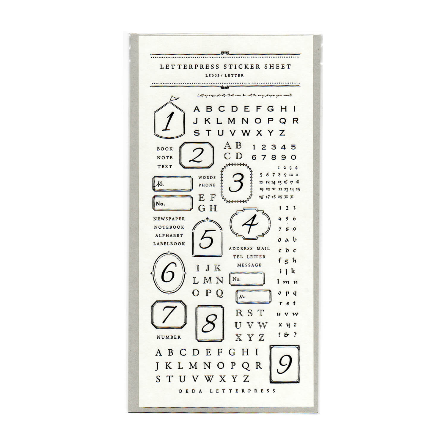 Oeda Letterpress Letter Sticker Sheet