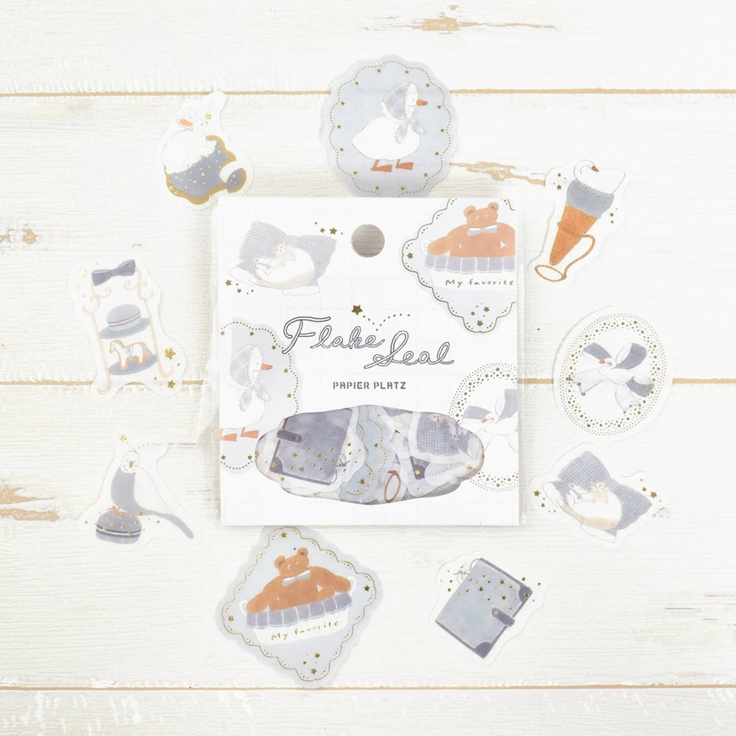 Papier Platz × Tobimatsu Shoichiro Gold Foil Flake Stickers – Blue Favorite