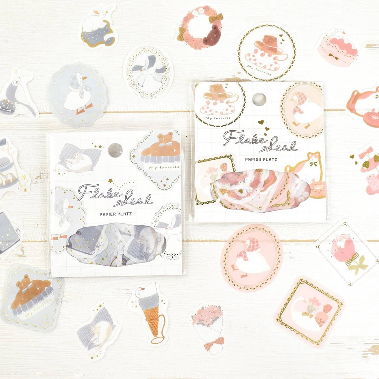 Papier Platz × Tobimatsu Shoichiro Gold Foil Flake Stickers – Blue Favorite