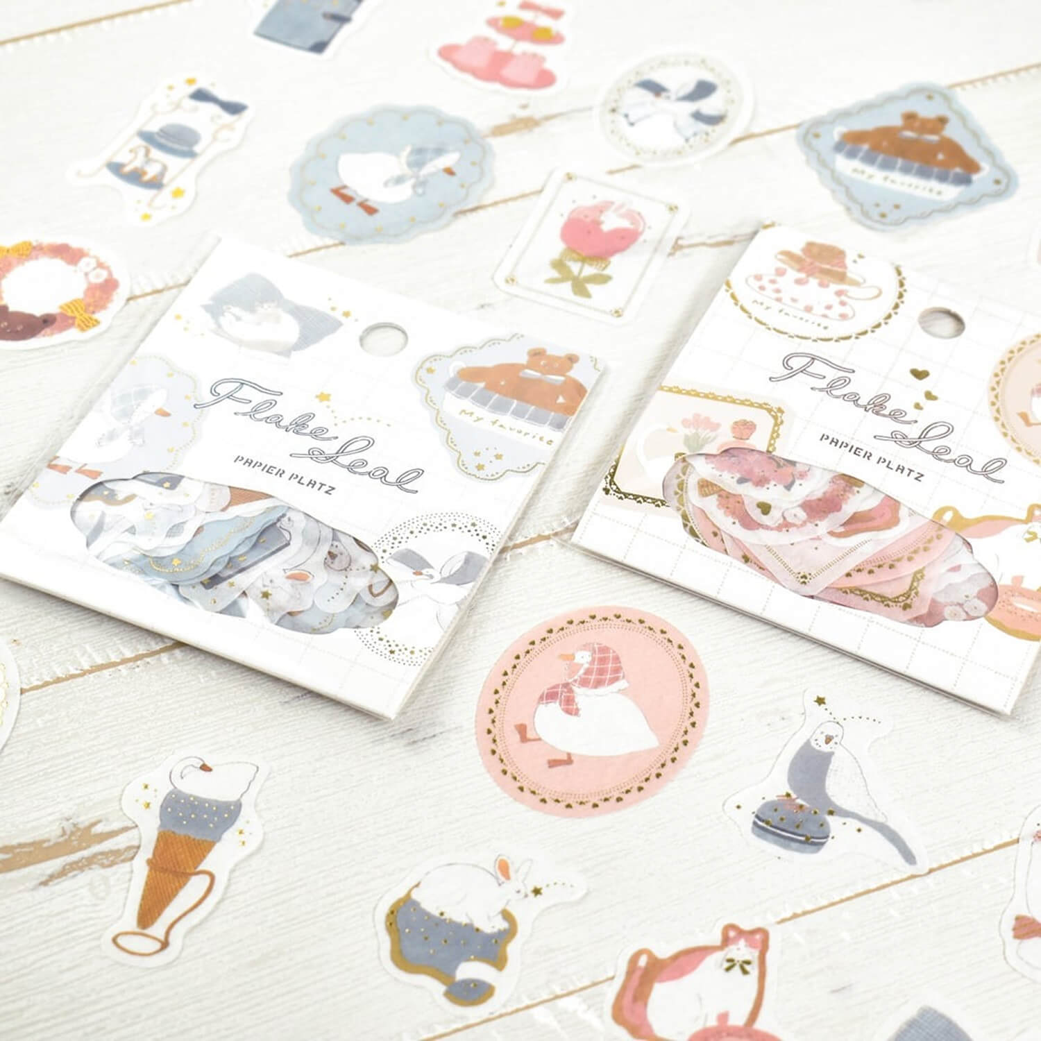 Papier Platz × Tobimatsu Shoichiro Gold Foil Flake Stickers – Pink Favorite