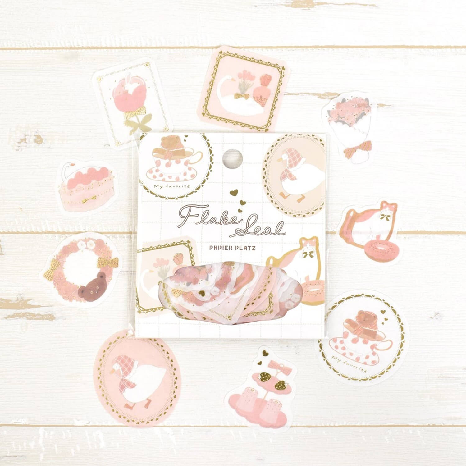 Papier Platz × Tobimatsu Shoichiro Gold Foil Flake Stickers – Pink Favorite