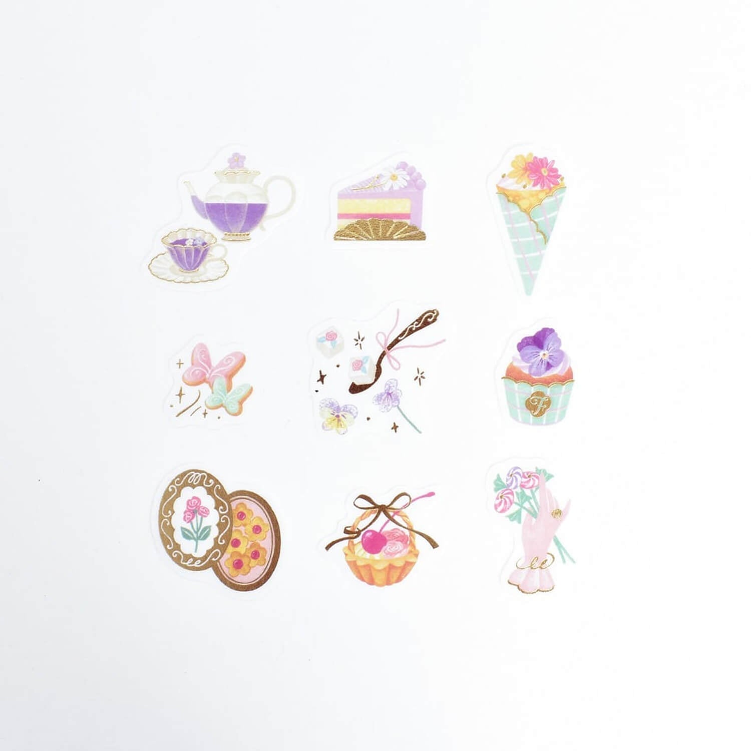 Papier Platz × à la car-do Gold Foil Flake Stickers – Fleur et Sweets - Le Jardin