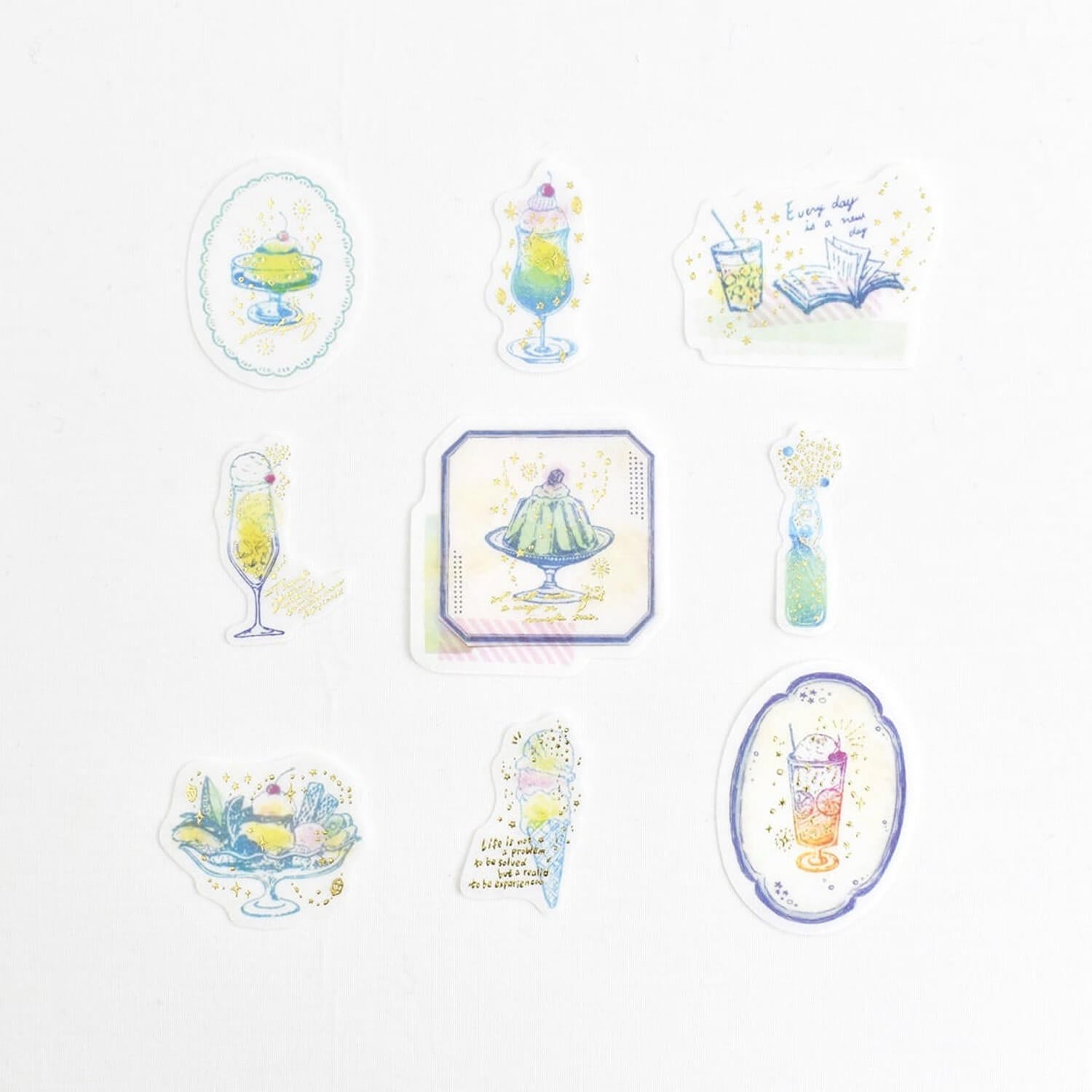 Papier Platz × nonnlala Gold Foil Flake Stickers – Sweet Time